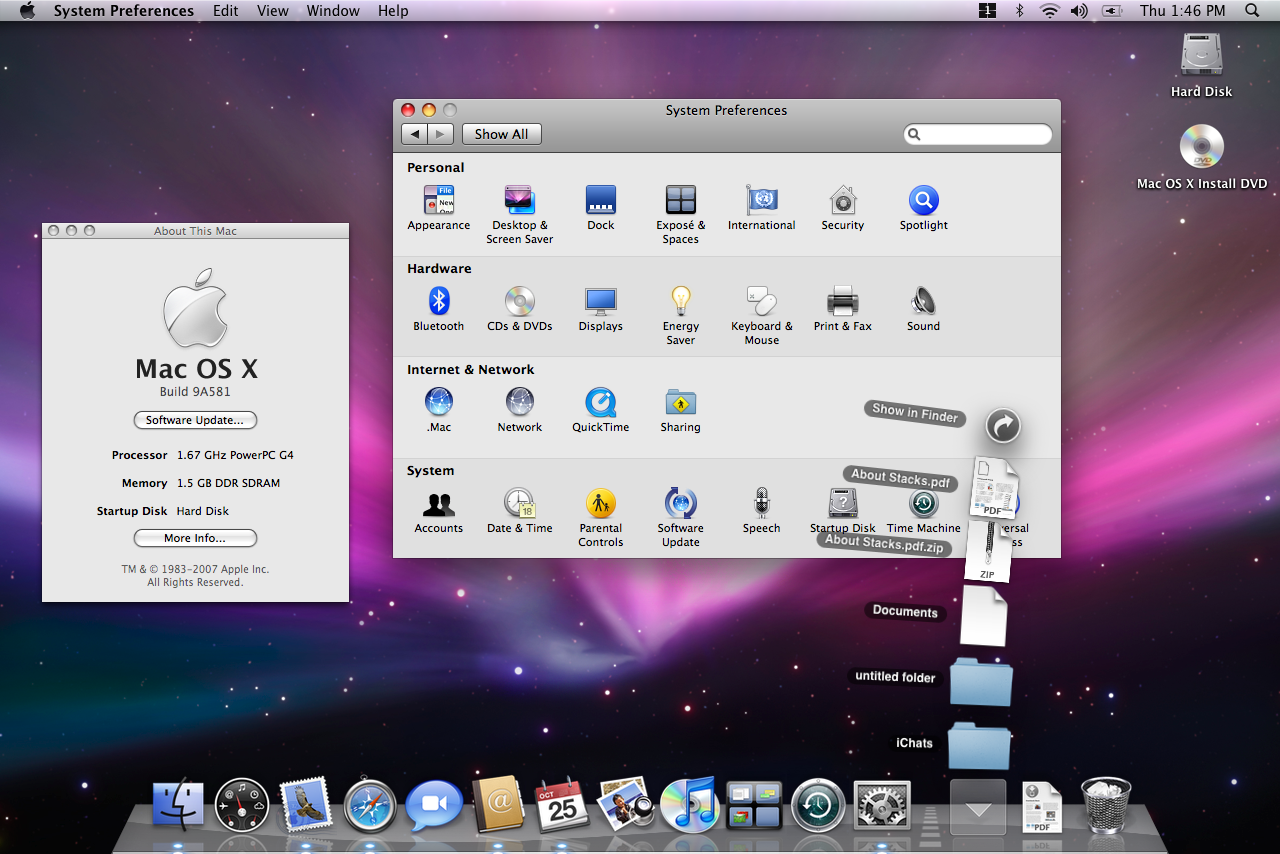 Mac os x 10.5 Leopard interface